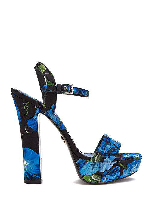 Mavi Desenli Kadın İpek Sandalet - Görsel 2