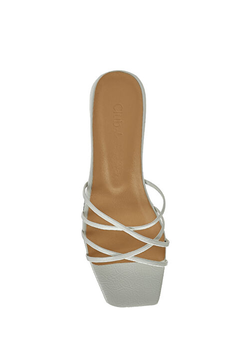 Ekru Kadın Deri Terlik - Görsel 5