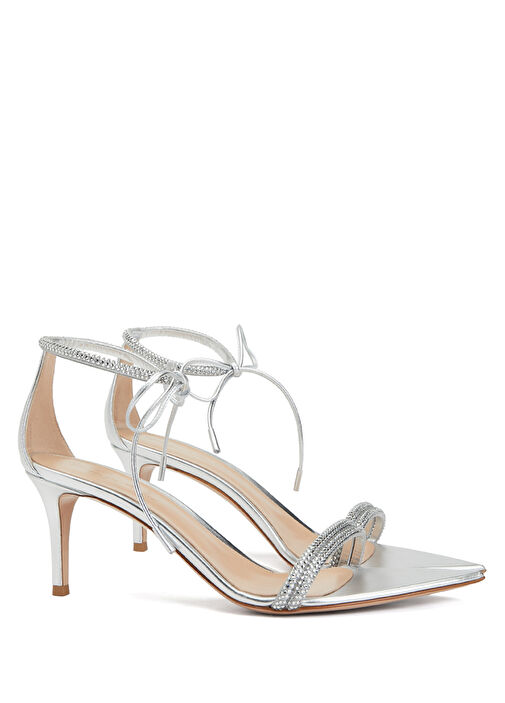 Silver Topuklu Süet Sandalet - Görsel 3