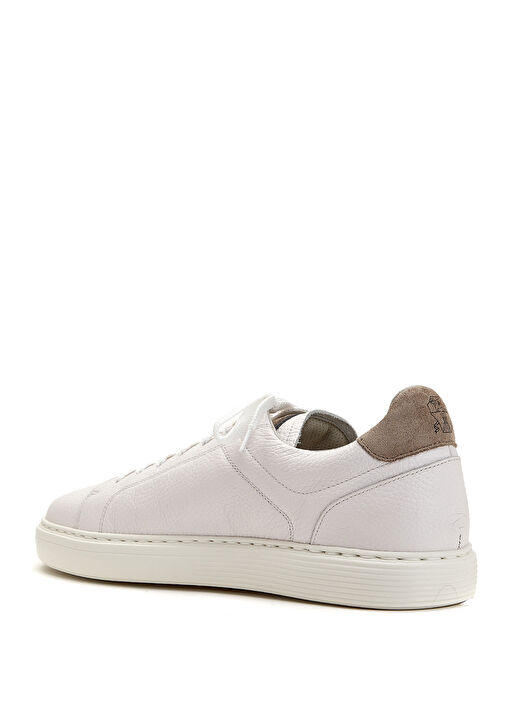 Beyaz Logo Detaylı Erkek Deri Sneaker - Görsel 4