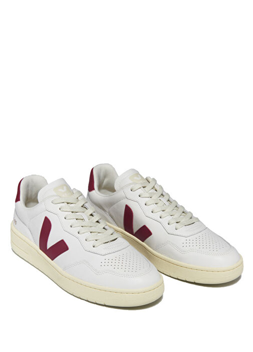 V-90 Beyaz Bordo Erkek Deri Sneaker - Görsel 3