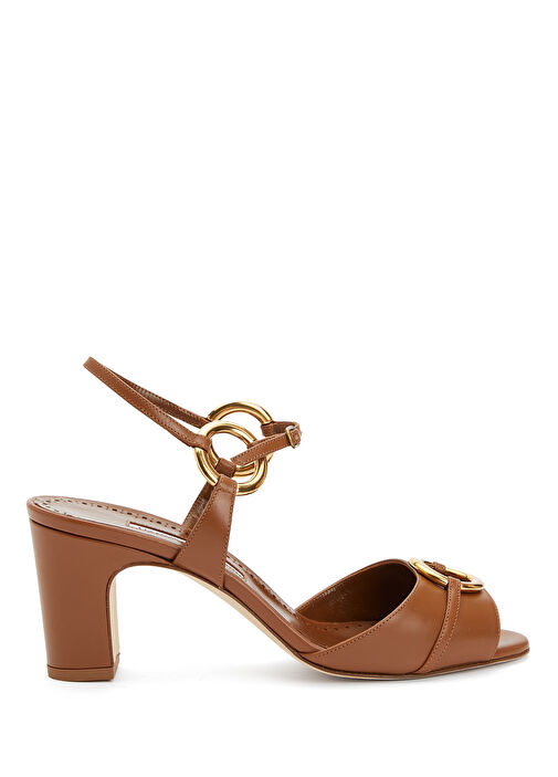 Taba Deri Topuklu Ayakkabı - Görsel 2