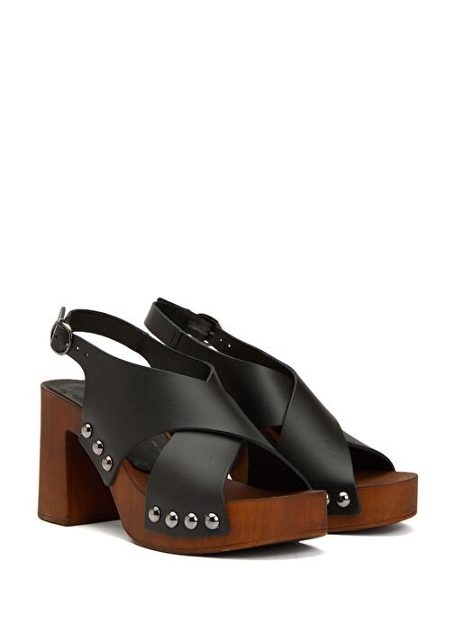 Siyah Kadın Süet Sandalet - Görsel 3