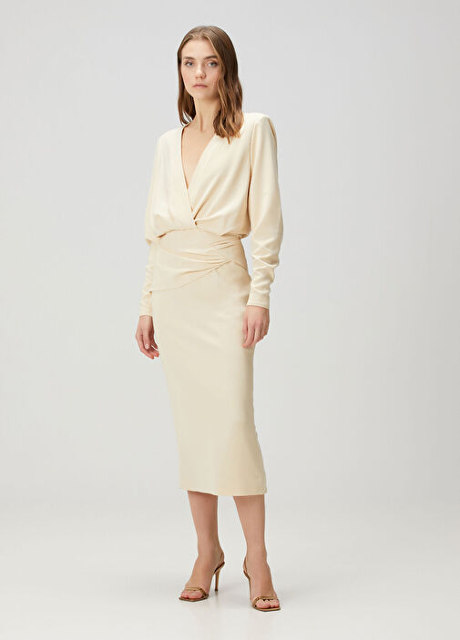 alexis cream fraser midi dress Alexis