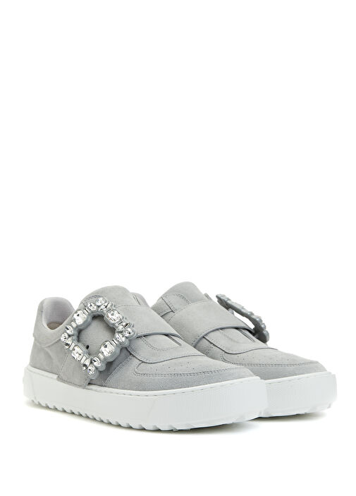 Gri Kadın Deri Sneaker - Görsel 3