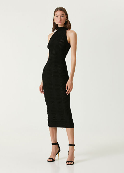 bcbg black midi dress Satin Crepe Combo Midi Black / 16