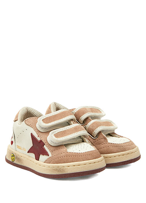 Ball Star Beyaz Pembe Kız Çocuk Deri Sneaker - Görsel 3