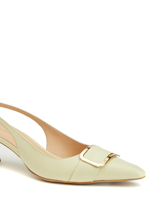 Sarı Deri Topuklu Ayakkabı - Görsel 7