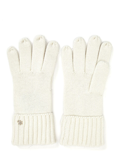 Lauren Ralph Lauren Cream Logo Detailed Women s Gloves