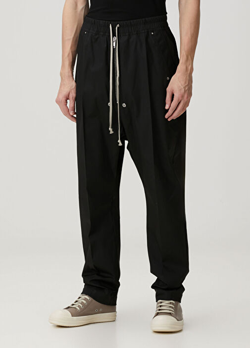 Rick Owens - Siyah Beli Kordonlu Kargo Pantolon - Siyah