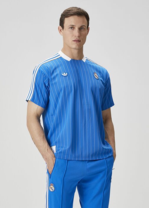 Adidas - Real Madrid Terrace Icons Mavi Beyaz T-shirt - Mavi-Beyaz