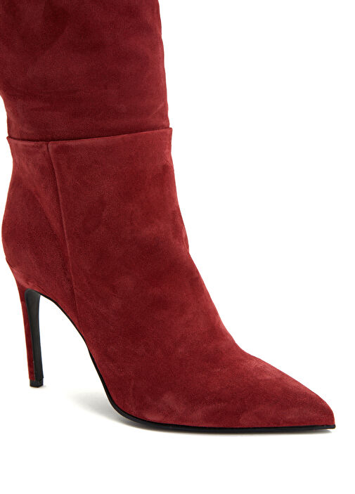 Kırmızı Kadın Süet Çizme - Görsel 13