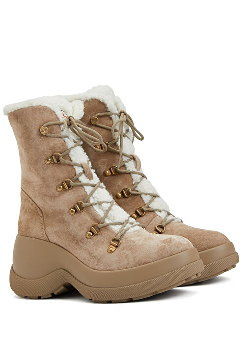 Camel Logo Detaylı Kadın Süet Bot - Görsel 3