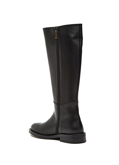 Siyah Fermuarlı Kadın Deri Çizme - Görsel 4
