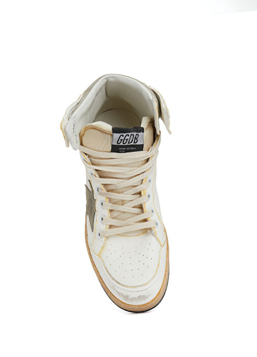 Sky-Star Beyaz Bej Kadın Deri Bilek Boy Sneaker - Görsel 5