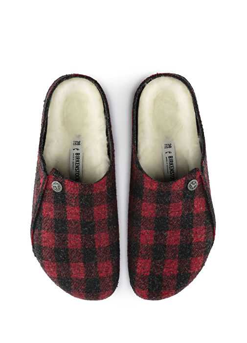 Zermatt Siyah Kırmızı Ekose Desenli Kadın Terlik - Görsel 5