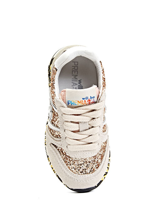 Bej Payet İşlemeli Erkek Çocuk Deri Sneaker - Görsel 5