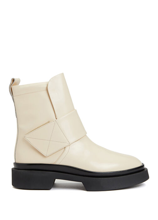 Kırık Beyaz Kadın Deri Bot - Görsel 8