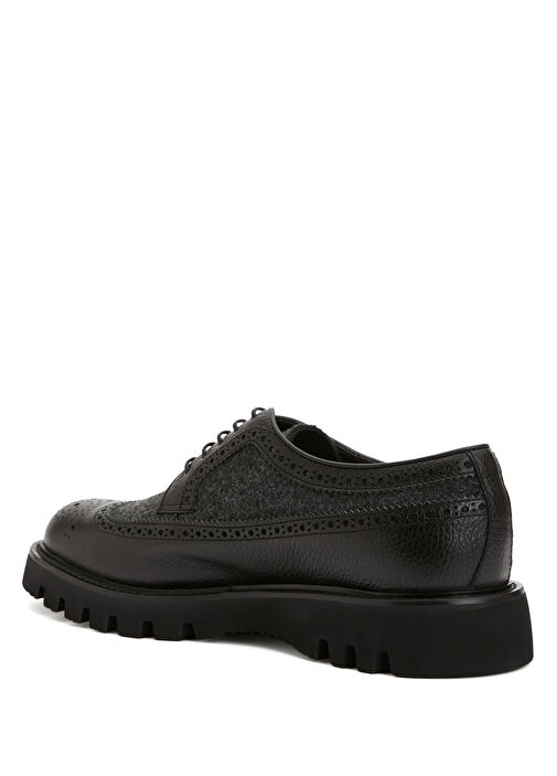 Siyah Antrasit Erkek Deri Sneaker - Görsel 4