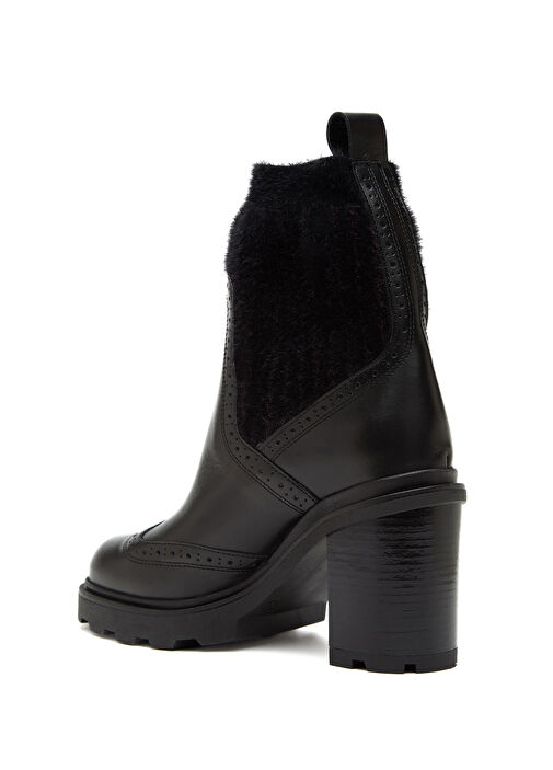 Siyah Triko Detaylı Kadın Deri Bot - Görsel 4