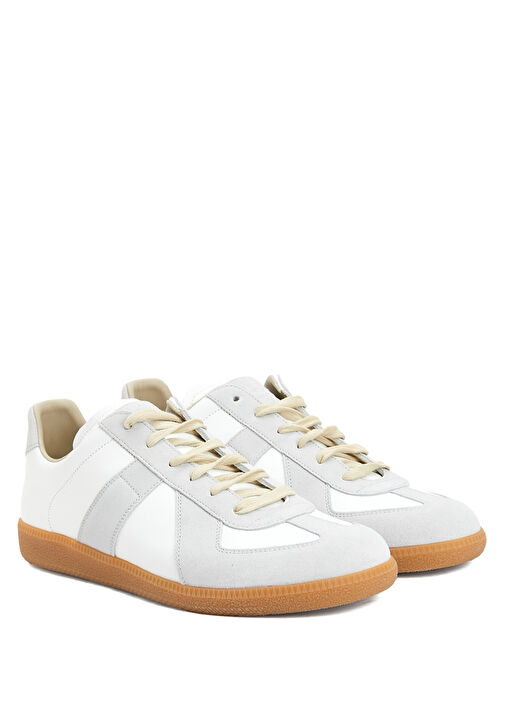 Replica Kırık Beyaz Erkek Deri Sneaker - Görsel 3