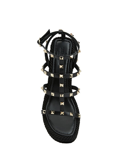 Rockstud Siyah Kadın Deri Espadril - Görsel 10