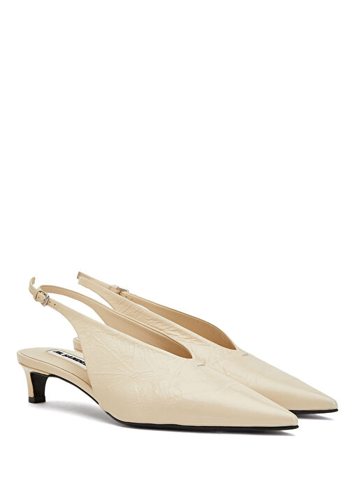 Jil Sander Ekru Jil Sander Deri Kadın Sandalet