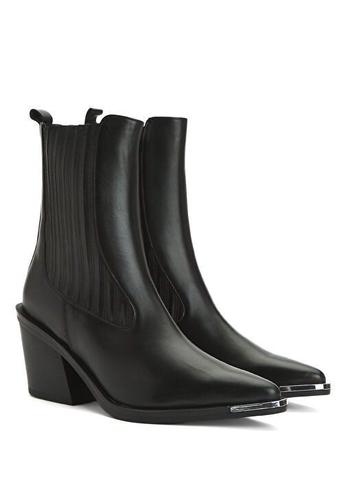 Siyah Kadın Deri Western Bot - Görsel 3