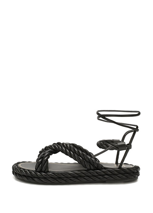 Siyah Kadın Deri Sandalet - Görsel 2