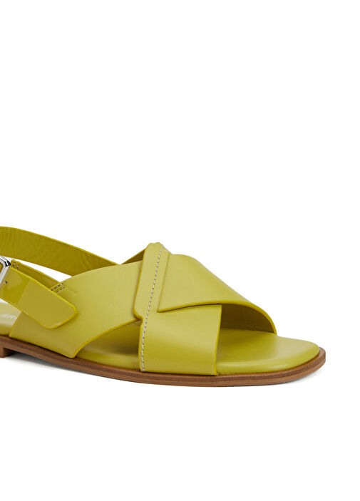 Sarı Kadın Deri Sandalet - Görsel 7