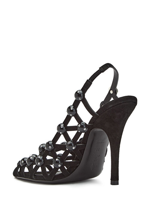 Siyah Deri Topuklu Ayakkabı - Görsel 4