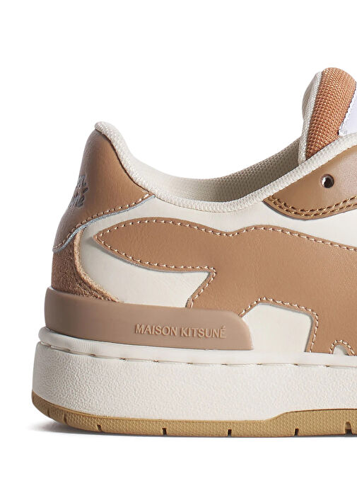 Beyaz Bej Kadın Deri Sneaker - Görsel 5