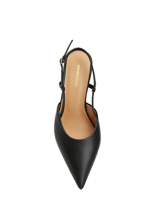 Siyah Deri Topuklu Ayakkabı - Görsel 5