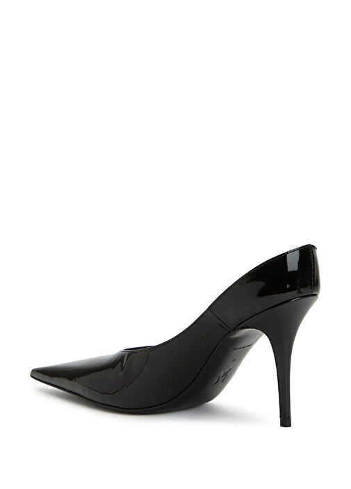 Anok Siyah Deri Topuklu Ayakkabı - Görsel 4