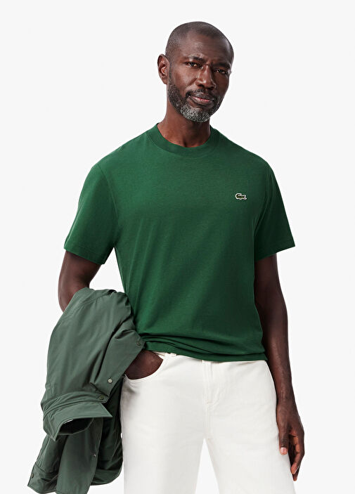 Koyu Yeşil Bisiklet Yaka Kısa Kollu Classic Fit Erkek T-Shirt