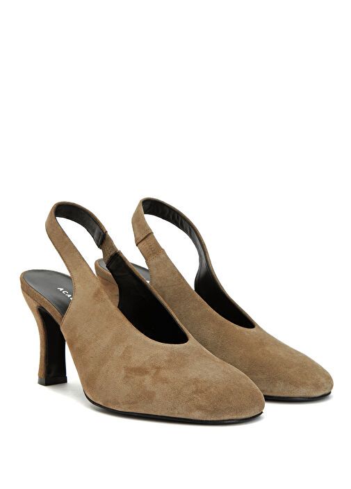 Tütün Süet Topuklu Ayakkabı - Görsel 3