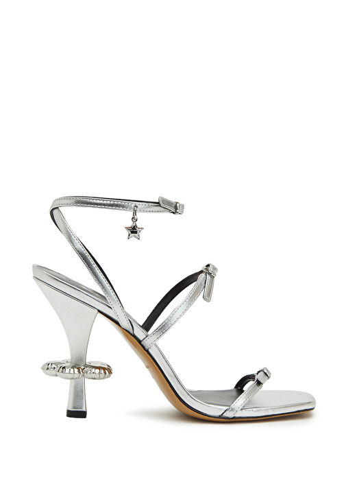 The Metallic Daisy Silver Kadın Deri Sandalet - Görsel 2