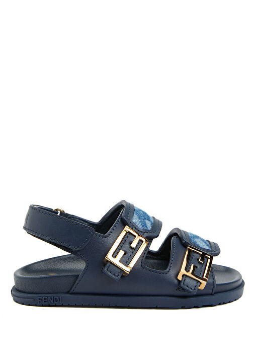 Mavi Logolu Çocuk Deri Sandalet - Görsel 2