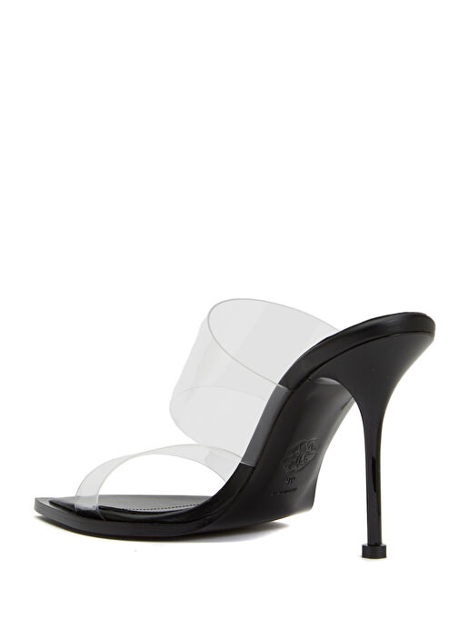 Siyah Şeffaf Bantlı Kadın Deri Terlik - Görsel 4