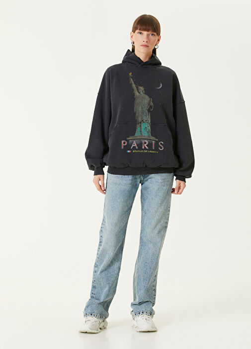 【BALENCIAGA】 Paris Liberty フーディ Paris Liberty Hoodie Oversized in Black | Balenciaga US