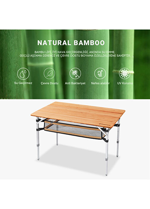 KingCamp - Bamboo Plus Alüminyum L Katlanır Kamp Masası - BAMBOO