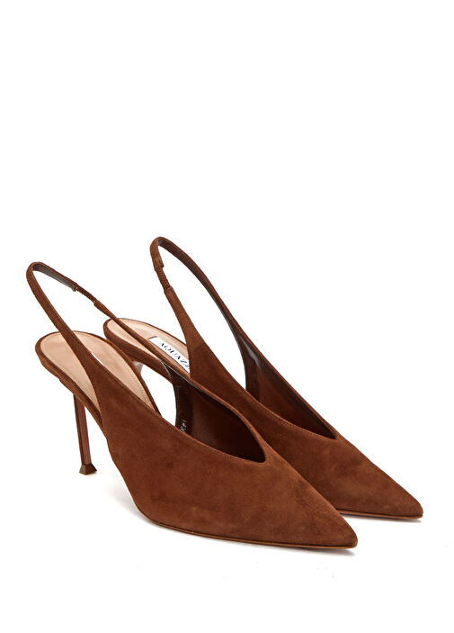 Kahverengi Süet Stiletto - Görsel 3