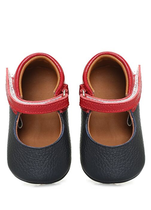 Lacivert Kırmızı El Yapımı Kız Bebek Deri Ayakkabı - Görsel 6