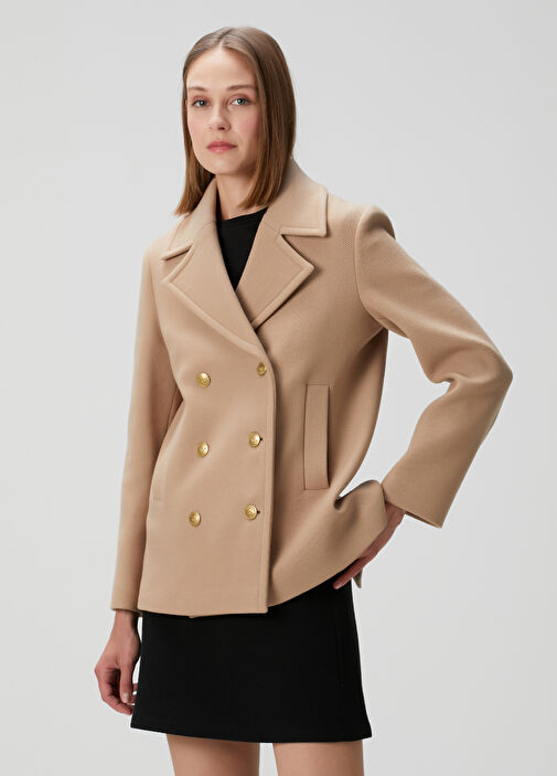 Faraway Kamel Kadın Hazel Pea Camel Kruvaze Yün Kaban 1701074 | Beymen