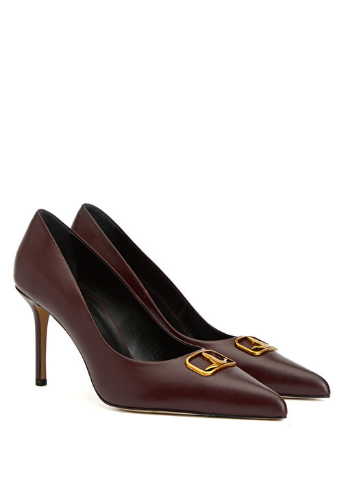 Bordo Deri Stiletto - Görsel 3