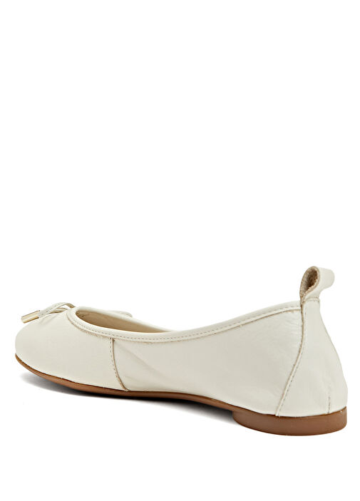 Kırık Beyaz Kadın Deri Babet - Görsel 4