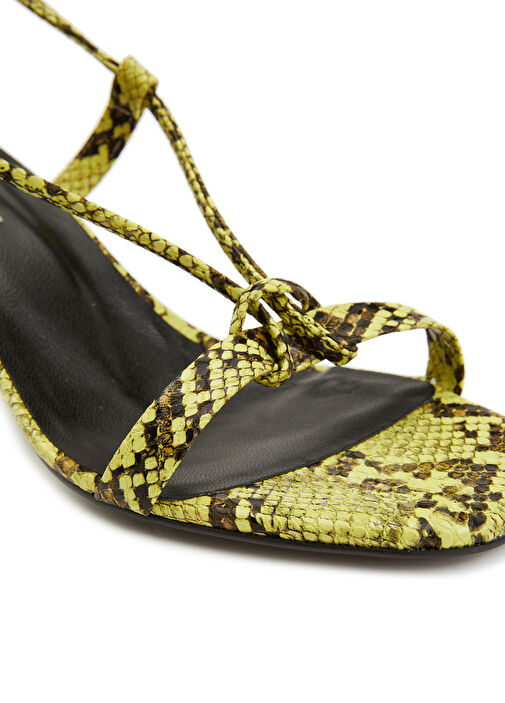 Sarı Krokodil Desenli Kadın Sandalet - Görsel 7