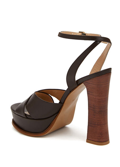 Kahverengi Kadın Deri Sandalet - Görsel 4