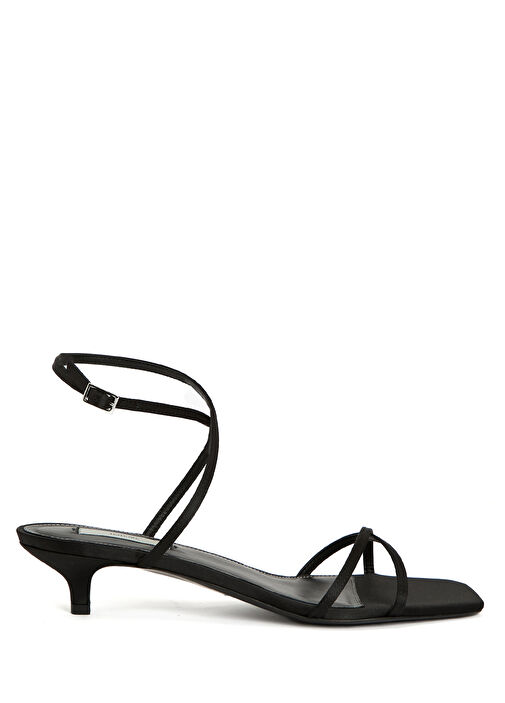 Siyah Kadın Saten Sandalet - Görsel 2