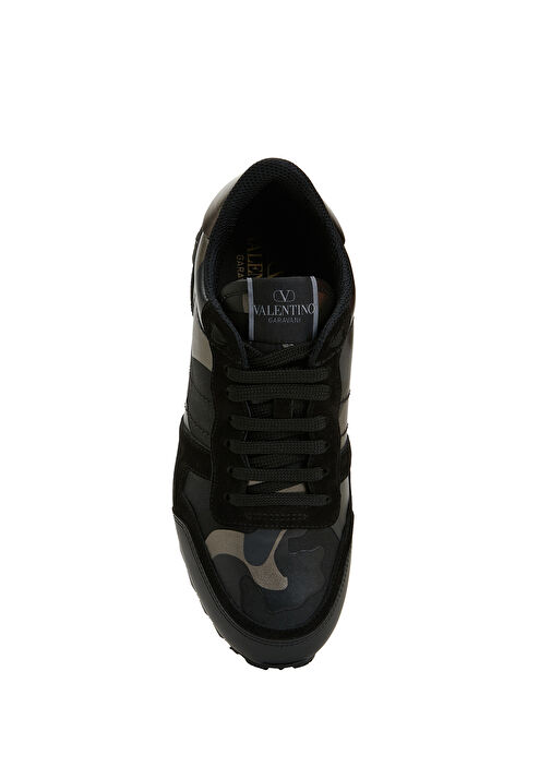 Siyah Kamuflaj Desenli Erkek Deri Sneaker - Görsel 5